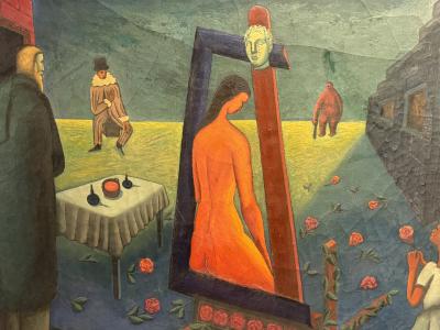 Diego Rivera MONUMENTAL FANTASTICAL MULTI FIGURE SURREALIST PAINTING 1940S