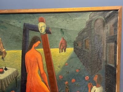 Diego Rivera MONUMENTAL FANTASTICAL MULTI FIGURE SURREALIST PAINTING 1940S
