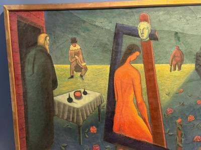 Diego Rivera MONUMENTAL FANTASTICAL MULTI FIGURE SURREALIST PAINTING 1940S