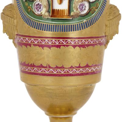 Dihl et Gu rhard et Gu rhard Two Empire period gilt porcelain vases by Dihl et Gu rhard