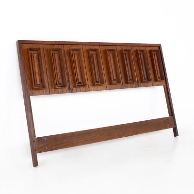 Dillingham Mid Century Pecky Cypress and Walnut Queen Headboard