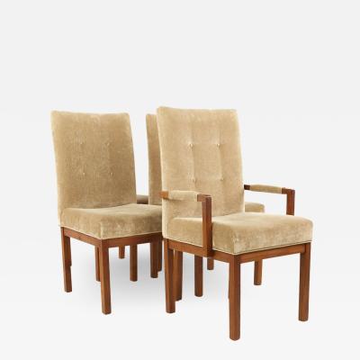 Dillingham Mid Century Walnut Tufted Dining Chairs Set of 4