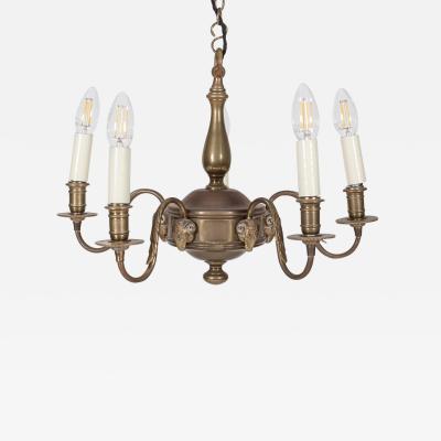 Diminutive English Rams Head Brass 5 arm Chandelier