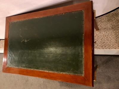 Diminutive Leather Top Desk with Pull Out Sides and Bronze Mounts Stamped Jansen