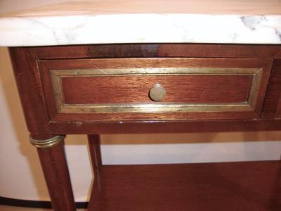 Diminutive Marble Top Mahogany Stand End Table in the Manner of Jansen