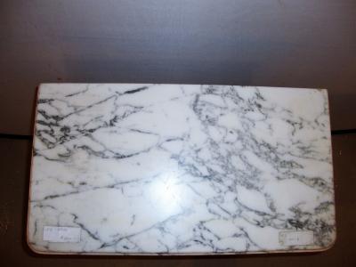 Diminutive Marble Top Mahogany Stand End Table in the Manner of Jansen