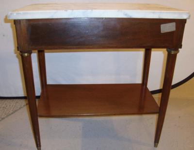 Diminutive Marble Top Mahogany Stand End Table in the Manner of Jansen
