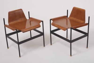 Diminutive Pair of Sinuous Side Chairs in Pressed Wood Italy 1960s