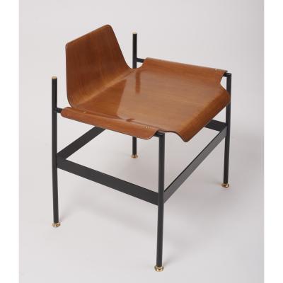 Diminutive Pair of Sinuous Side Chairs in Pressed Wood Italy 1960s