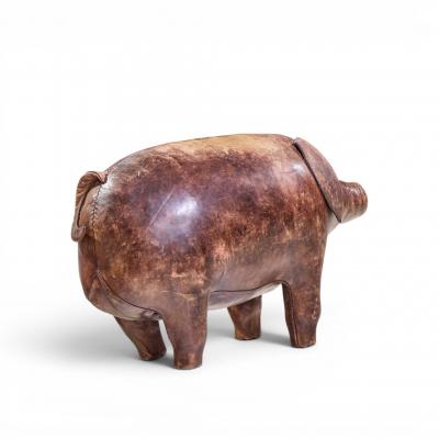 Dimitri Omersa Dimitri Omersa Mid Century English Leather Pig Ottoman