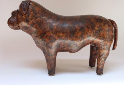 Dimitri Omersa Vintage Leather Bulldog Footstool by Dimitri Omersa for Abercrombie and Fitch