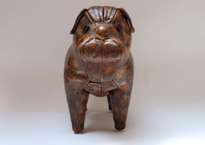 Dimitri Omersa Vintage Leather Bulldog Footstool by Dimitri Omersa for Abercrombie and Fitch