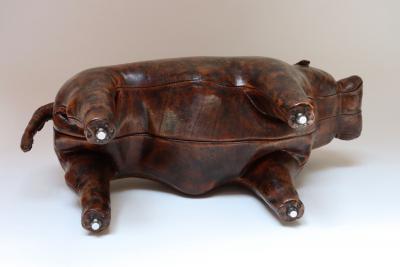 Dimitri Omersa Vintage Leather Bulldog Footstool by Dimitri Omersa for Abercrombie and Fitch