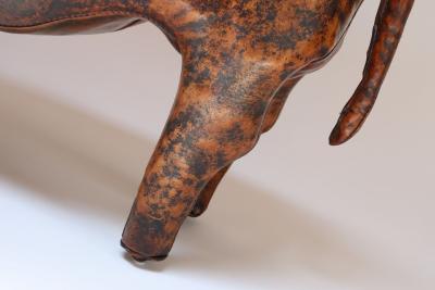 Dimitri Omersa Vintage Leather Bulldog Footstool by Dimitri Omersa for Abercrombie and Fitch