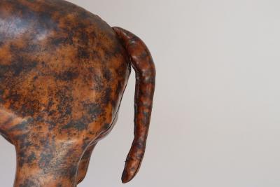 Dimitri Omersa Vintage Leather Bulldog Footstool by Dimitri Omersa for Abercrombie and Fitch