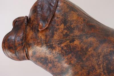 Dimitri Omersa Vintage Leather Bulldog Footstool by Dimitri Omersa for Abercrombie and Fitch