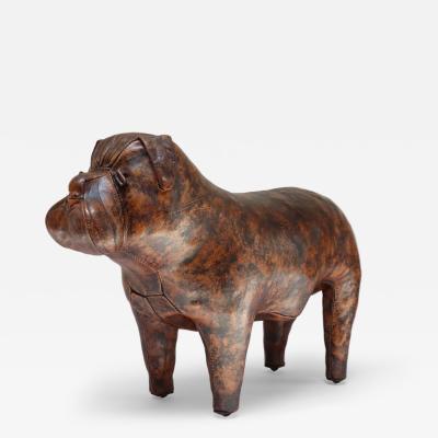 Dimitri Omersa Vintage Leather Bulldog Footstool by Dimitri Omersa for Abercrombie and Fitch