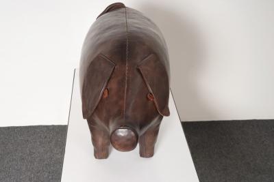 Dimitri Omersa Vintage Leather Pig Footstool by Dimitri Omersa for Abercrombie and Fitch