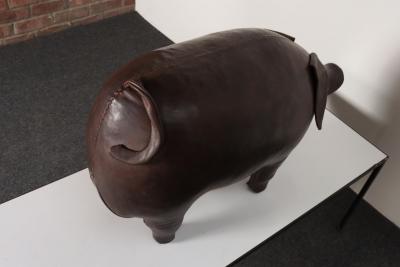 Dimitri Omersa Vintage Leather Pig Footstool by Dimitri Omersa for Abercrombie and Fitch