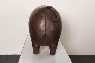 Dimitri Omersa Vintage Leather Pig Footstool by Dimitri Omersa for Abercrombie and Fitch