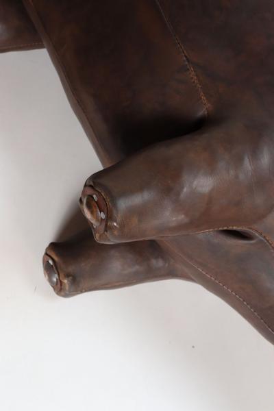 Dimitri Omersa Vintage Leather Pig Footstool by Dimitri Omersa for Abercrombie and Fitch