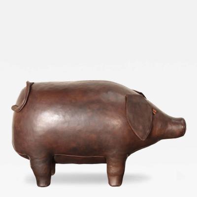 Dimitri Omersa Vintage Leather Pig Footstool by Dimitri Omersa for Abercrombie and Fitch