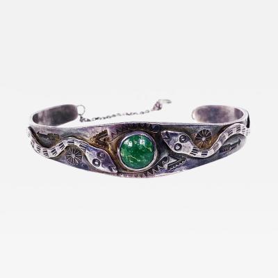 Dine Navajo bracelet with snakes and stampwork