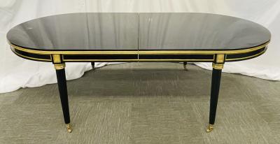 Dining Table Louis XVI Maison Jansen Style Black Lacquer 15 Feet Refinished