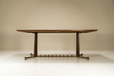 Dining Table in Mahogany Rosewood and Brushed Brass Italy 1960s
