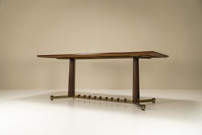 Dining Table in Mahogany Rosewood and Brushed Brass Italy 1960s