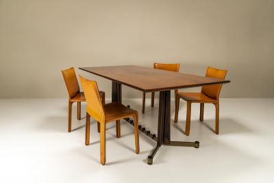 Dining Table in Mahogany Rosewood and Brushed Brass Italy 1960s