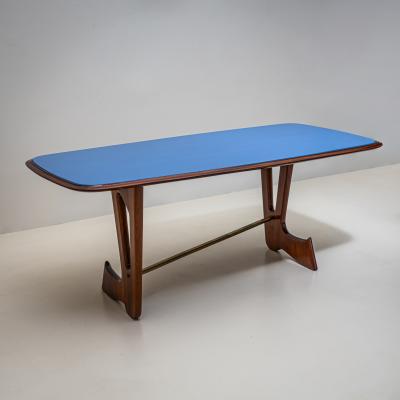 Dining Table with Blue Glass Top Italy 1950s