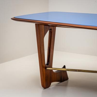Dining Table with Blue Glass Top Italy 1950s