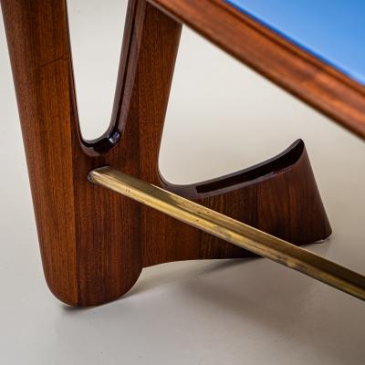 Dining Table with Blue Glass Top Italy 1950s