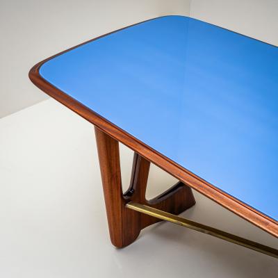 Dining Table with Blue Glass Top Italy 1950s