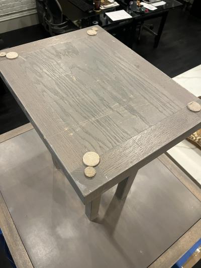 Dining table cerused oak with laquered yellow top
