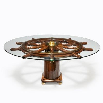 Dining table made from a 19th Century ships steering wheel