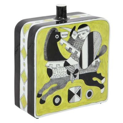 Diodoro Cossa Diodoro Cossa Vase Ceramic Chartreuse and Black Signed