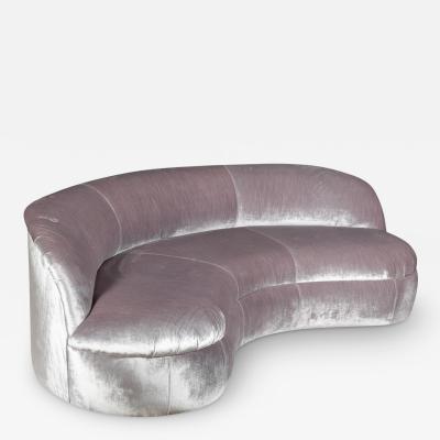 Directional Biomorphic Curved Velvet Sofa