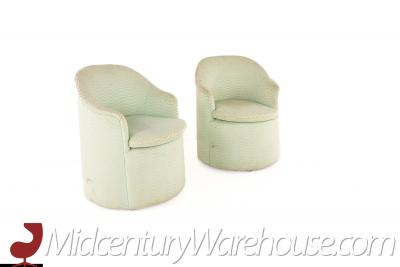 Directional Mid Century Barrel Swivel Lounge Chairs