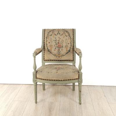 Directoire Grey Green Armchair 19th century