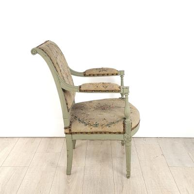 Directoire Grey Green Armchair 19th century