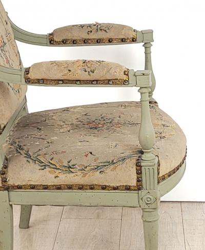 Directoire Grey Green Armchair 19th century