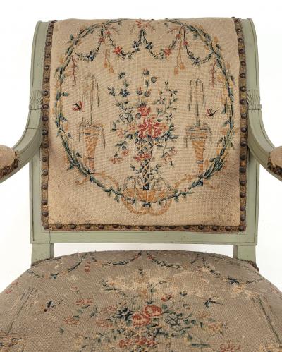 Directoire Grey Green Armchair 19th century