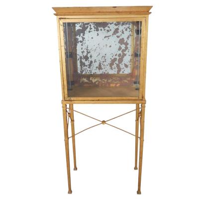 Directoire Style Gilt Metal Eglomise Mirrored Glass Vintrine