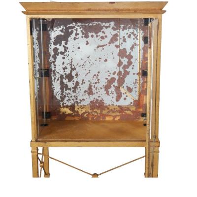 Directoire Style Gilt Metal Eglomise Mirrored Glass Vintrine