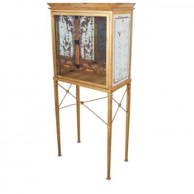 Directoire Style Gilt Metal Eglomise Mirrored Glass Vintrine