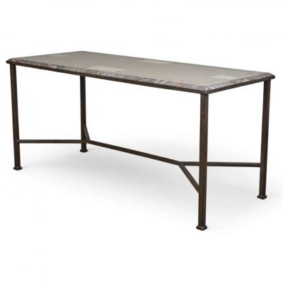 Directoire Style Italian Wrought Iron Scagliola Marble Table
