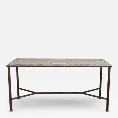 Directoire Style Italian Wrought Iron Scagliola Marble Table