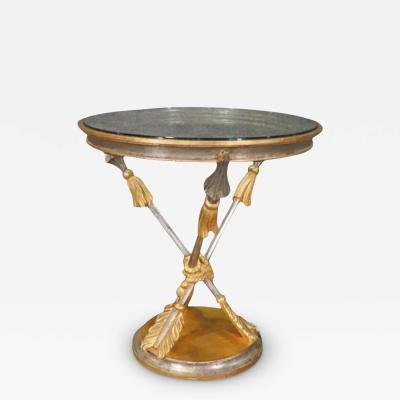 Directoire Style Round Gold Silver Giltwood Side Table